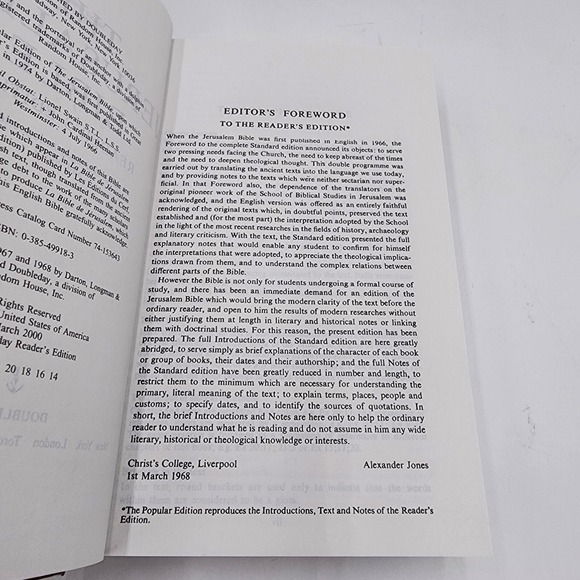The Jerusalem Bible Reader's Edition Hardcover English Catholic Scripture - Picture 4 of 5